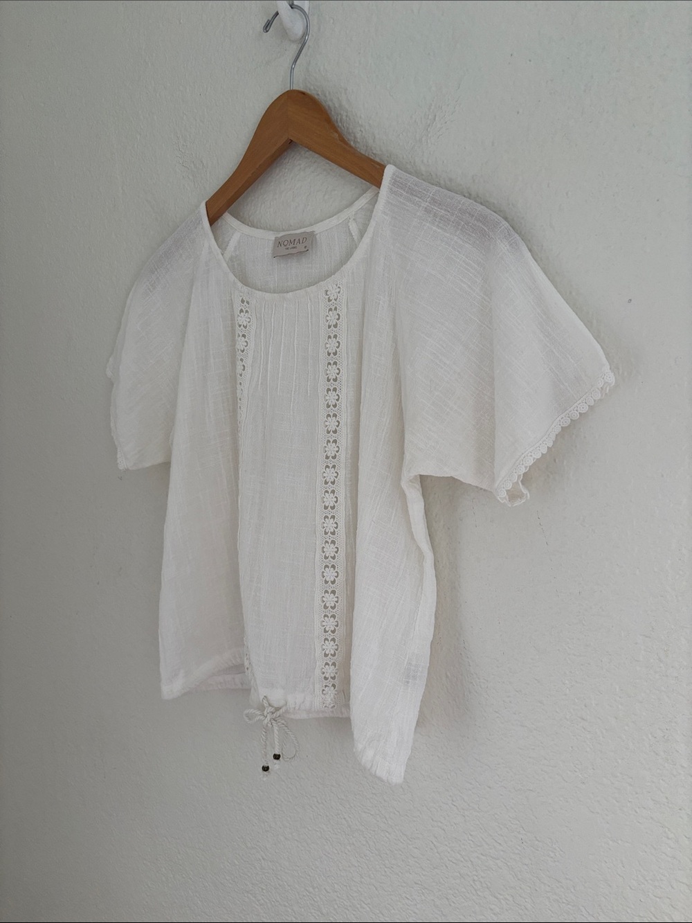 Nomad The Label Daisy Cotton Blouse Ivory Size 10 Lightweight Boho Beach - Picture 4 of 13